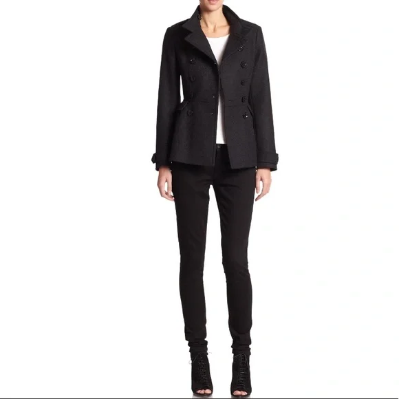 Burberry Black Double-Breasted Military Peacoat - Picture 2 of 11